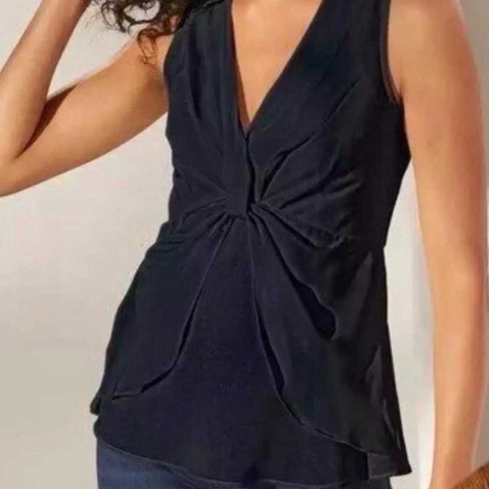 Soft Surroundings Sleeveless Top Women’s Sz M Twist Front Blouse Casual Office